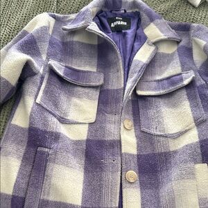 Apparis Women's Lavender and Cream Plaid Teddy Jacket